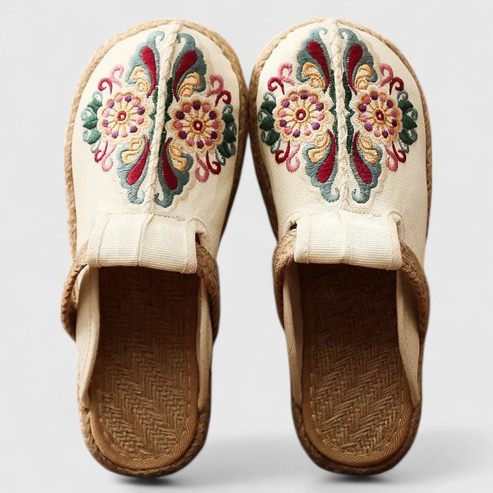 Marousse | Comfortable Handmade Floral Cotton Mules