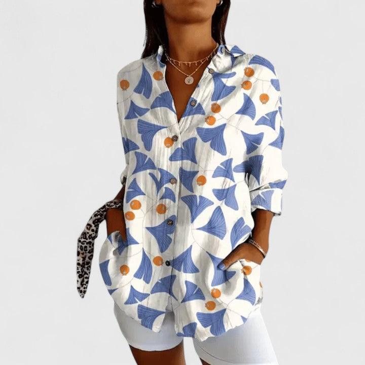 Katarine | Elegant Floral Button-Up Blouse
