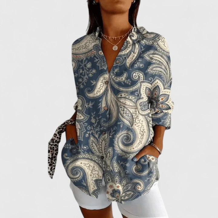 Katarine | Elegant Floral Button-Up Blouse