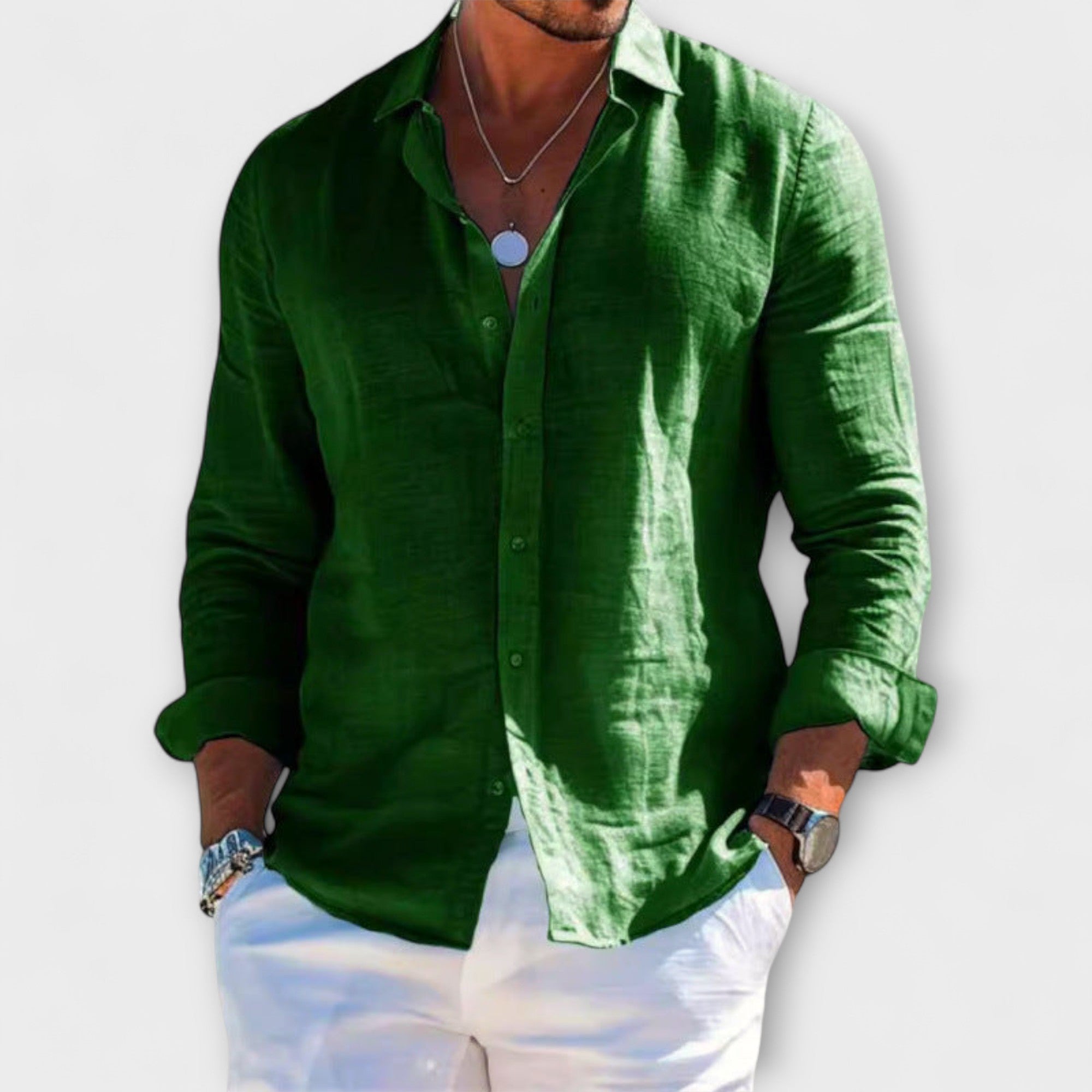 Luca | Stylish Long-Sleeve Cotton-Linen Shirt