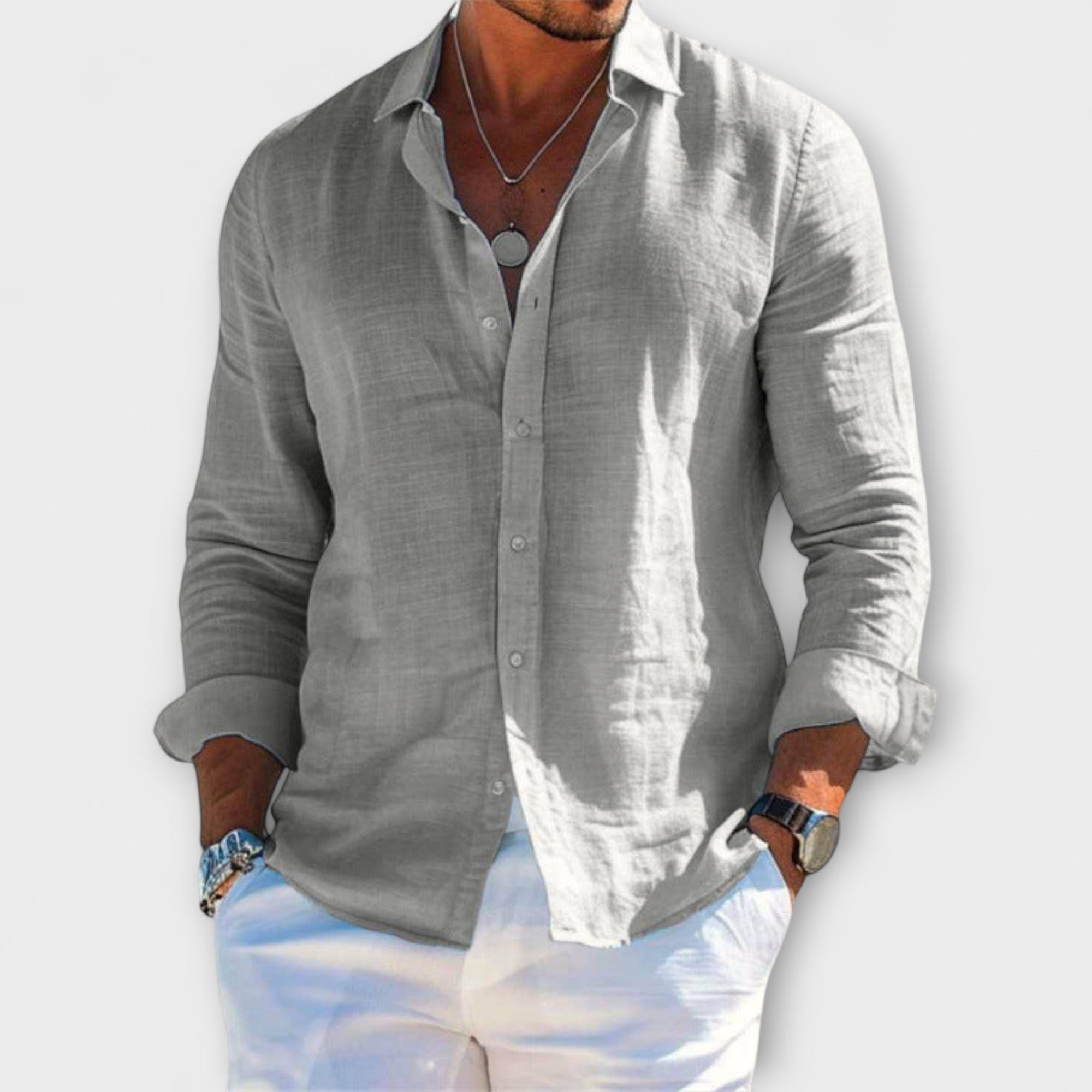 Luca | Stylish Long-Sleeve Cotton-Linen Shirt