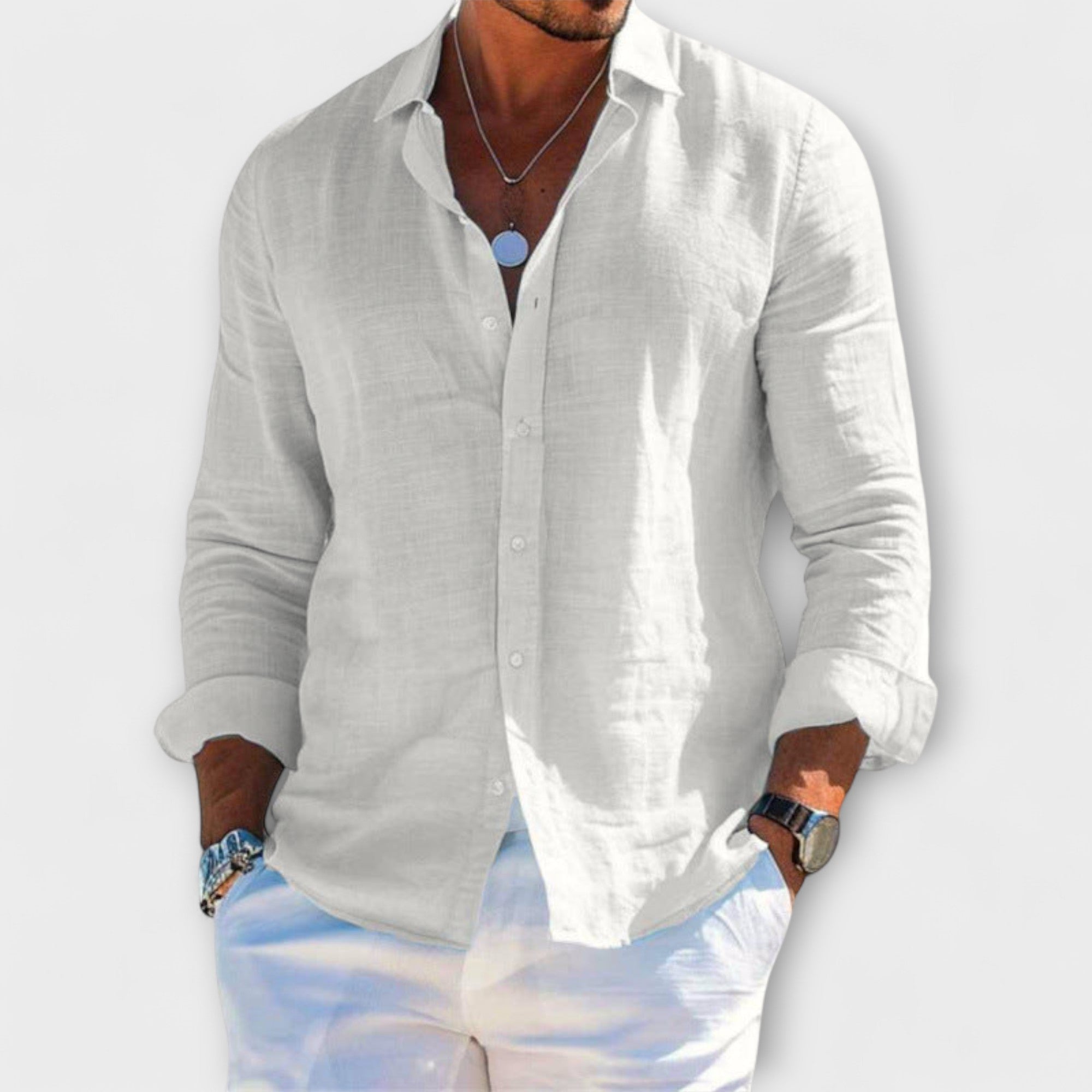 Luca | Stylish Long-Sleeve Cotton-Linen Shirt