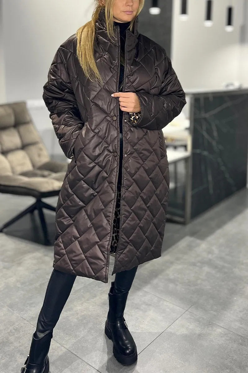 Ofira – Reversible Quilted Coat with Leopard Print Lining