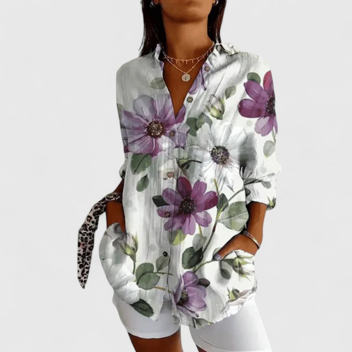 Katarine | Elegant Floral Button-Up Blouse