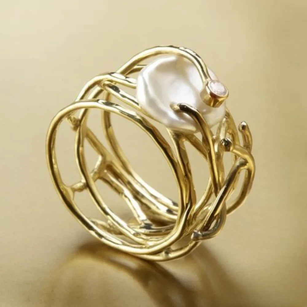 Antique Thin Ring with Pearl