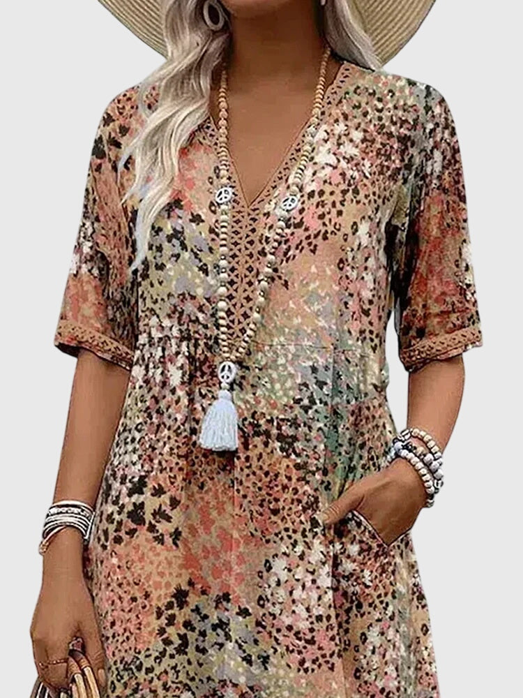 Yvonna™ | Elegant Floral Midi Dress