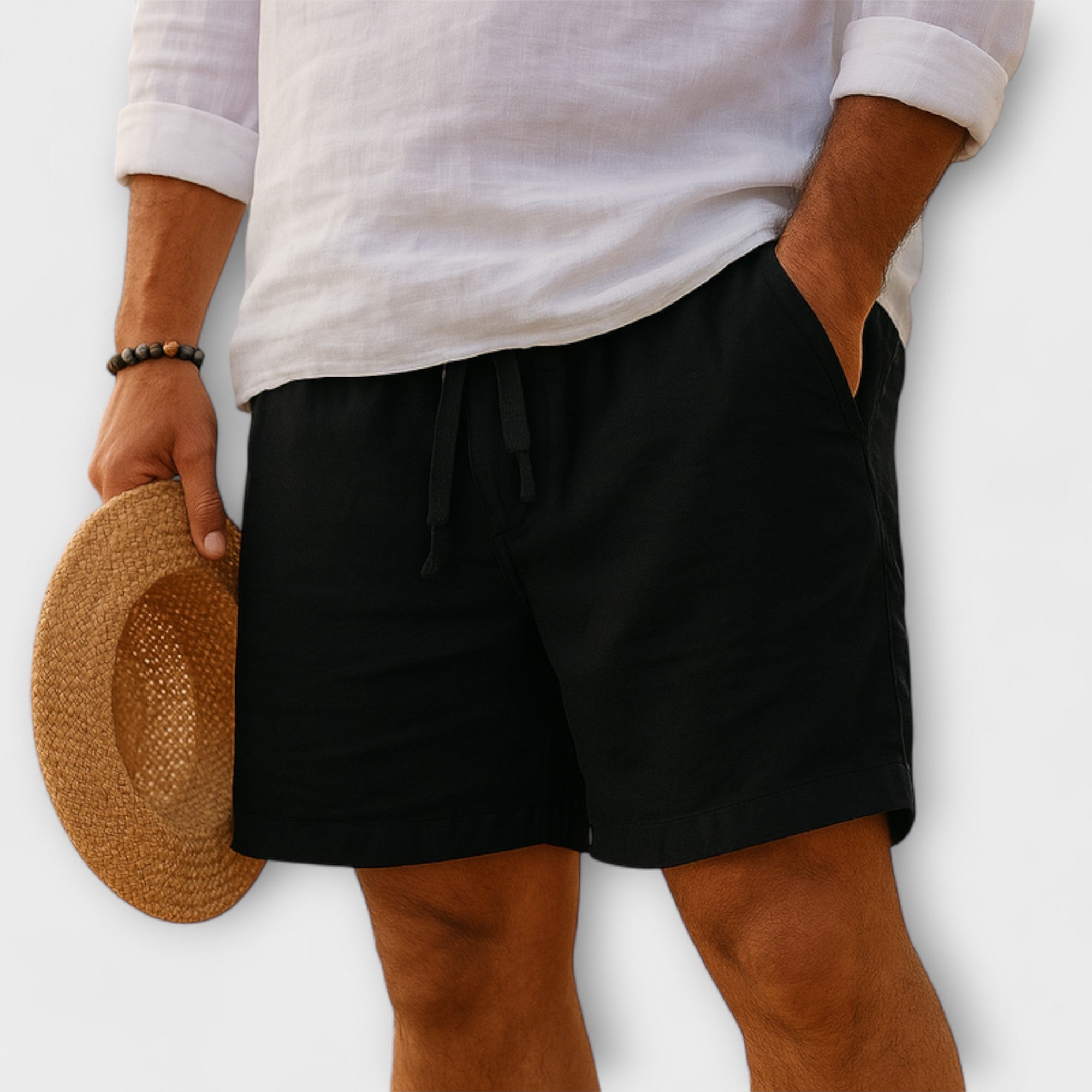 Stellan™ | Linen Elastic Waist Shorts