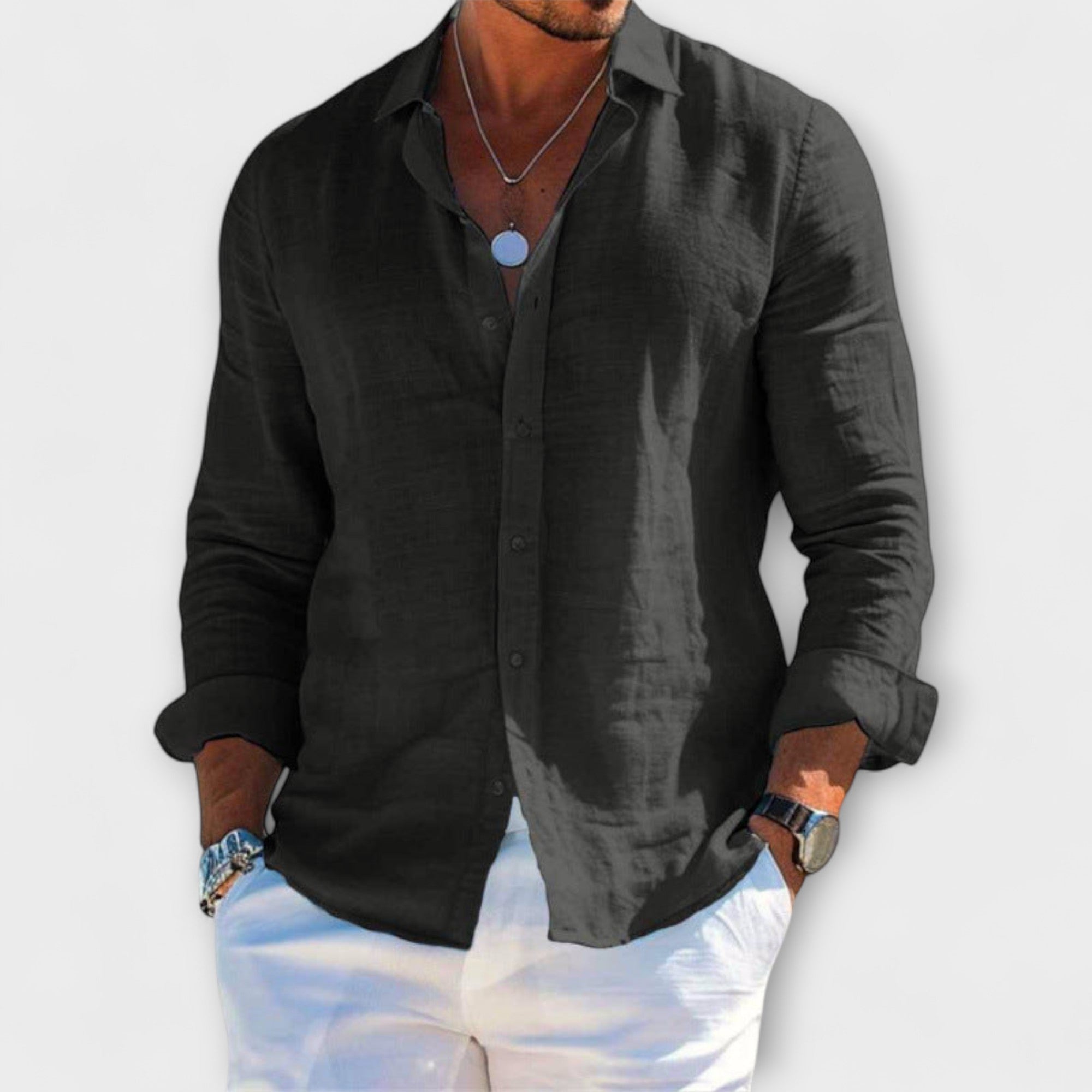 Luca | Stylish Long-Sleeve Cotton-Linen Shirt