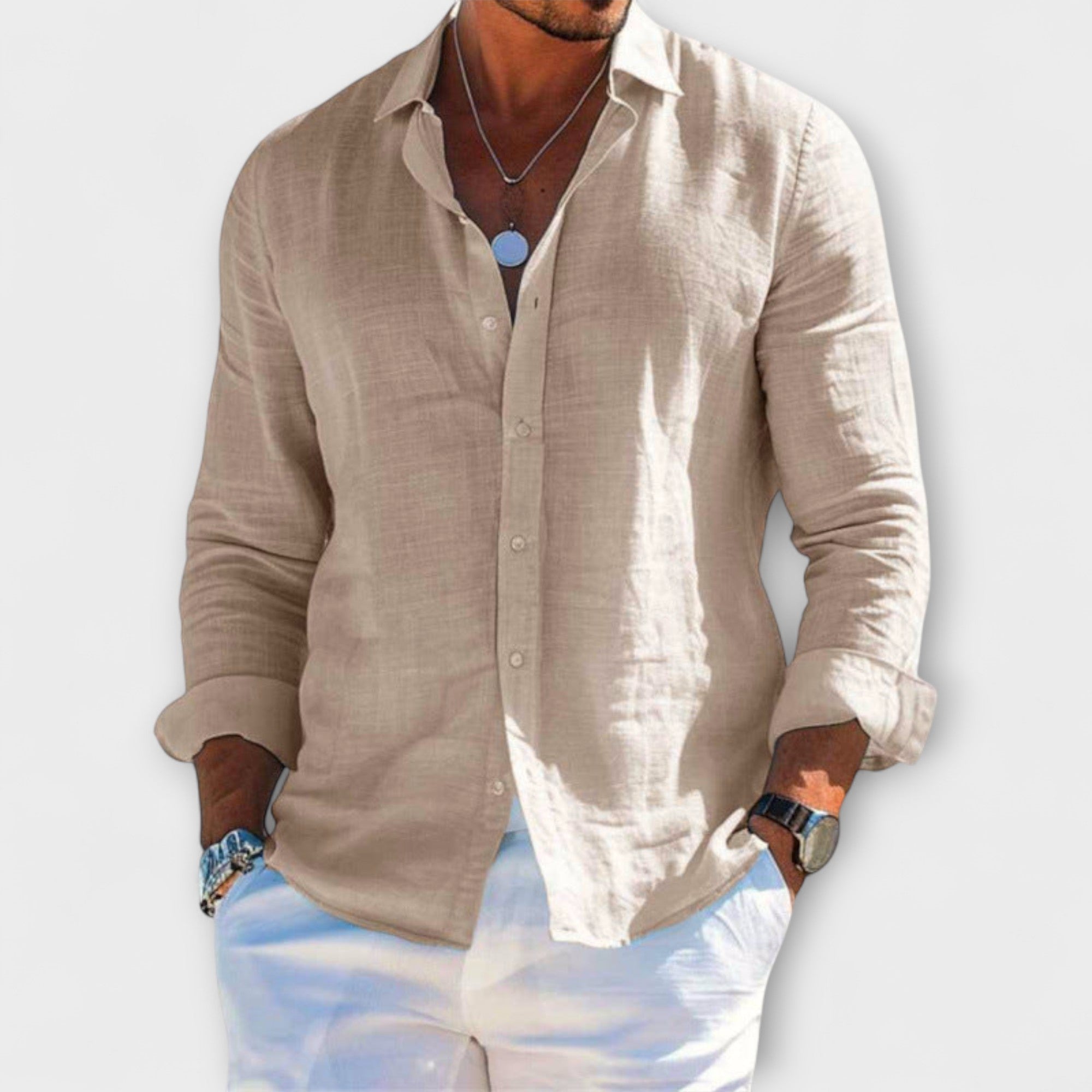 Luca | Stylish Long-Sleeve Cotton-Linen Shirt