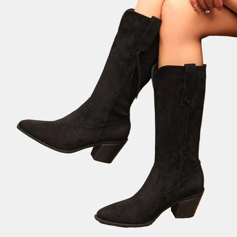 Remi | Retro Faux Suede Mid Calf Boots