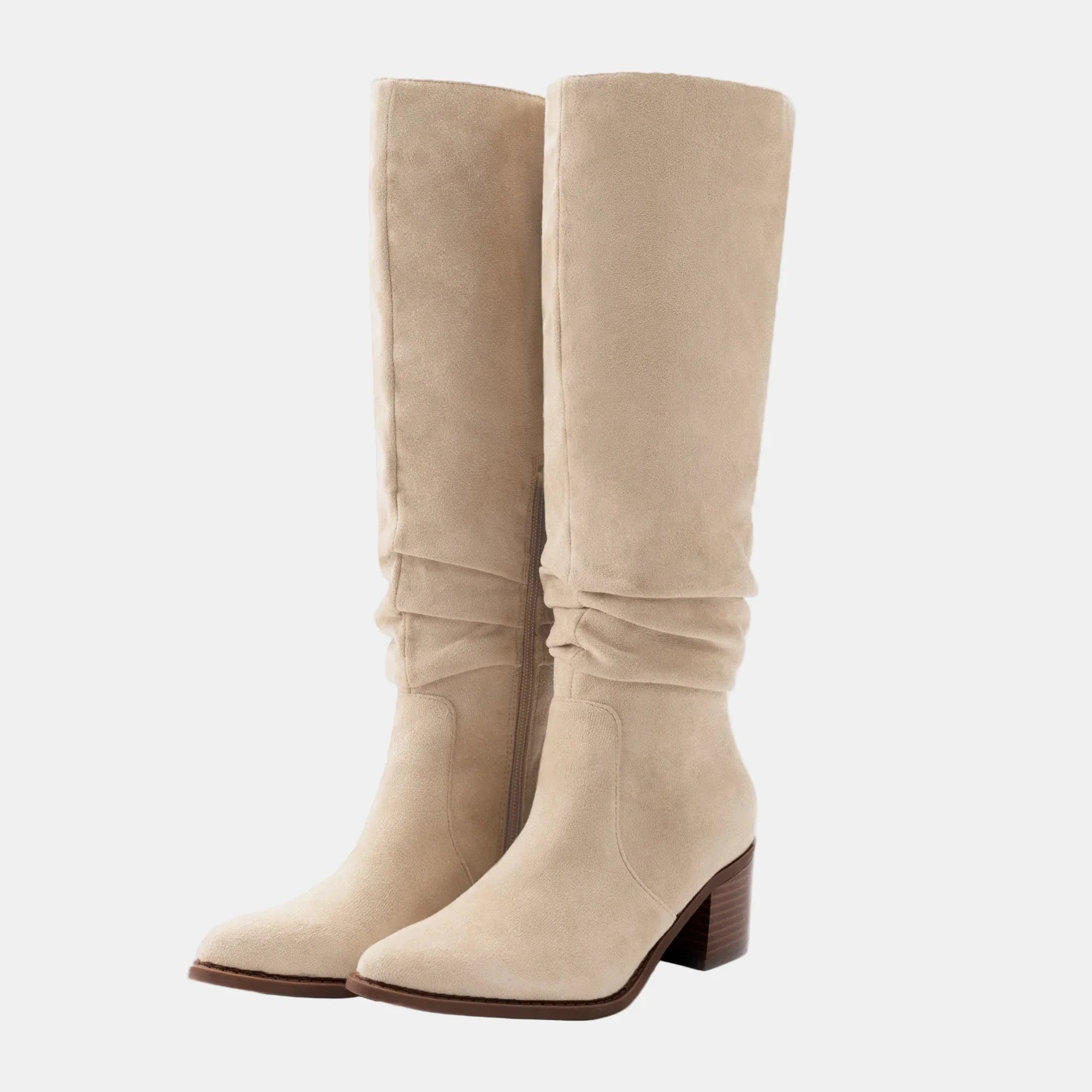 Noa | Knee-High Suede Block Heeled Boots